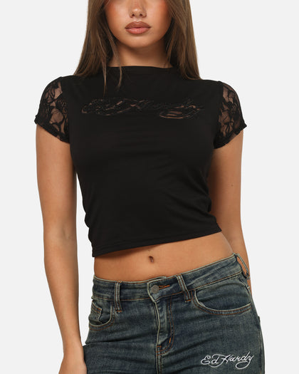 Ed Hardy Women's Veil Baby T-Shirt Black