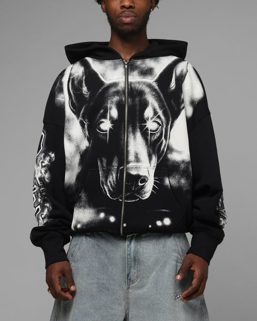 Loiter Dog Pound Airbrush Zip Hoodie Black