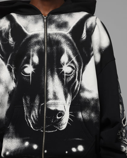 Loiter Dog Pound Airbrush Zip Hoodie Black