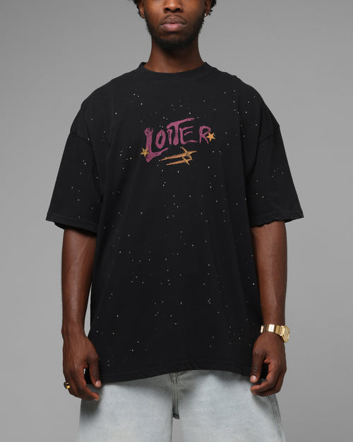 Loiter Melancholy T-Shirt Black Acidwash