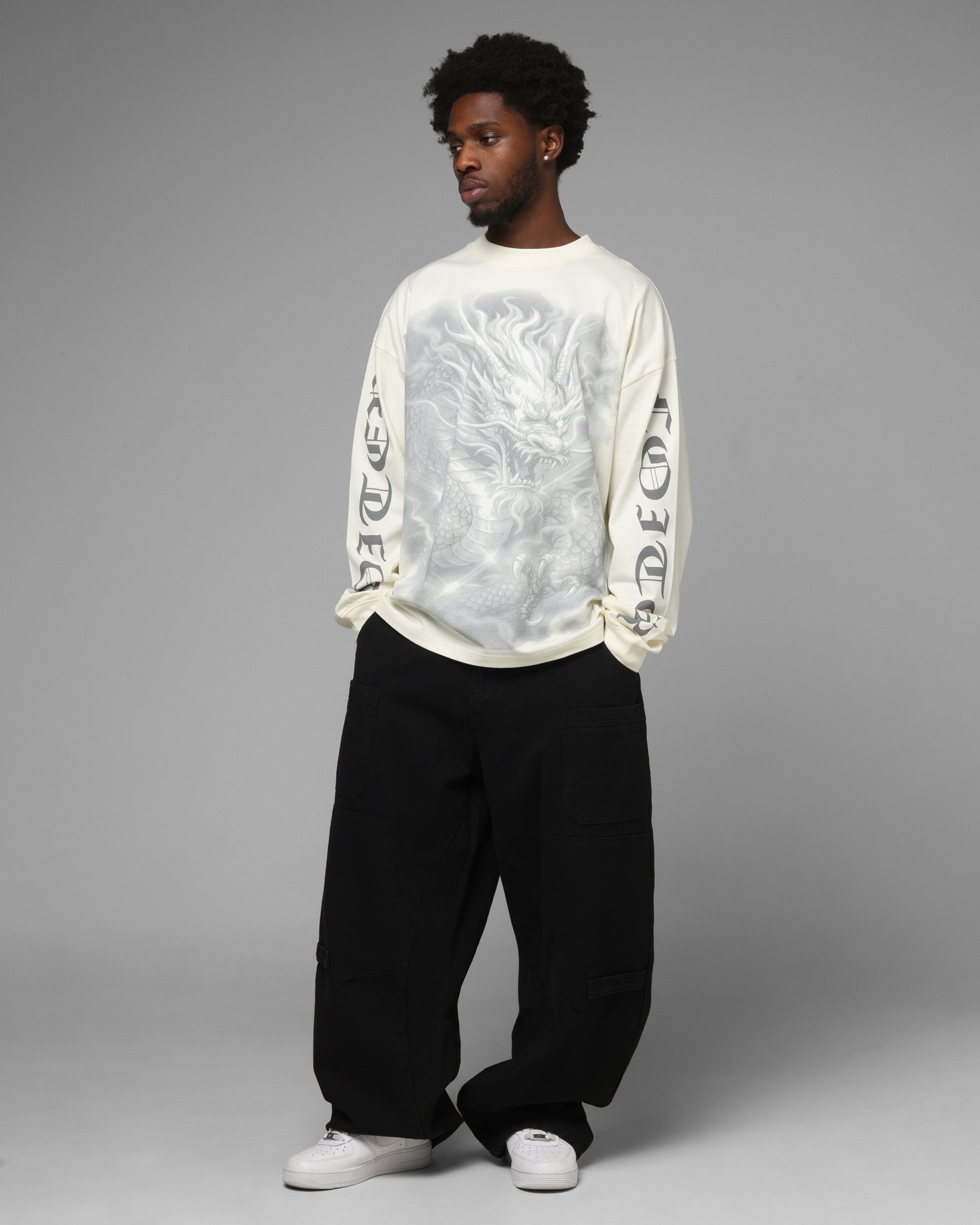 Loiter Drako Airbrish Long Sleeve T-Shirt White | Culture Kings NZ