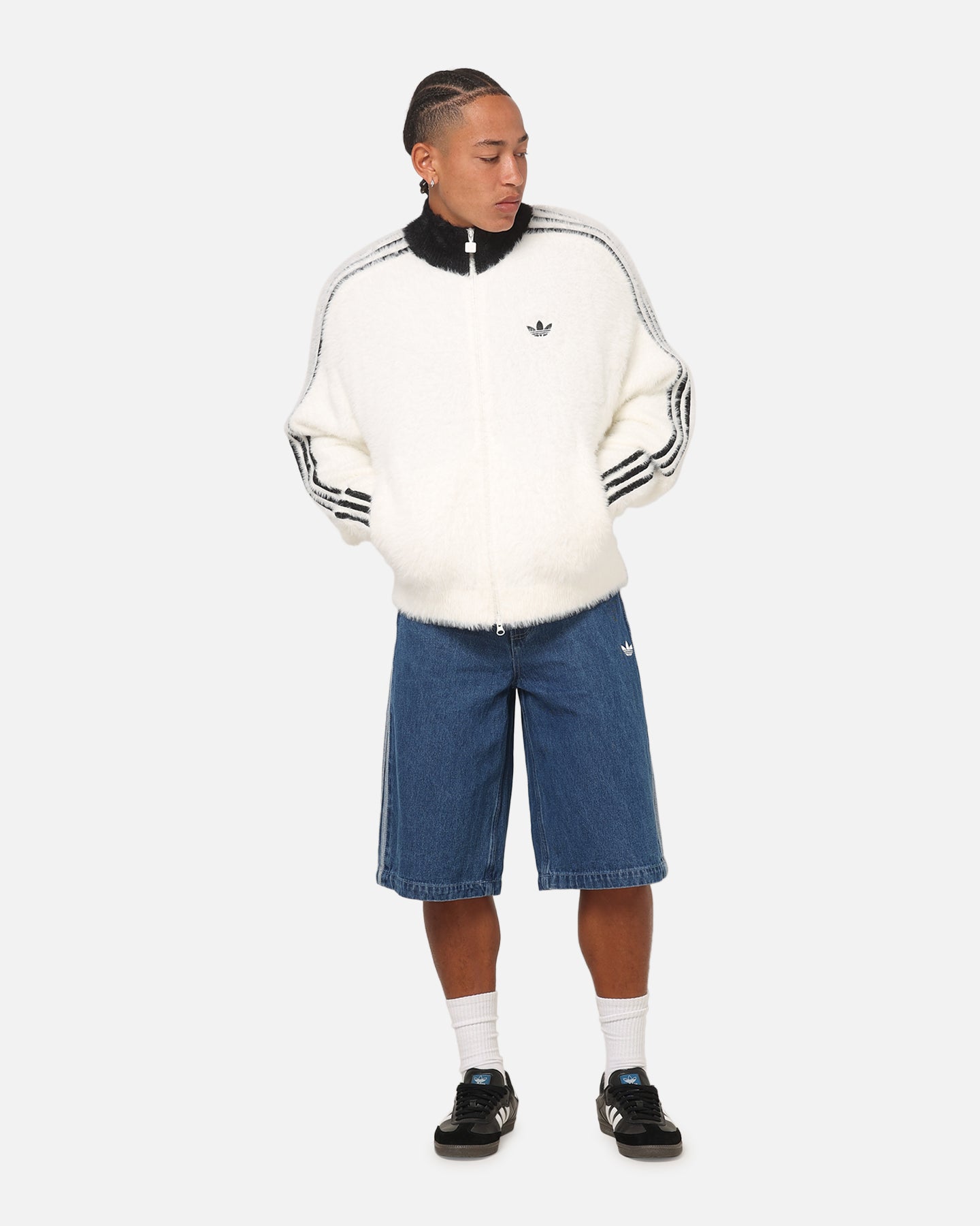 Adidas Faux Mohair Classic Track Top Off White/Black | Culture