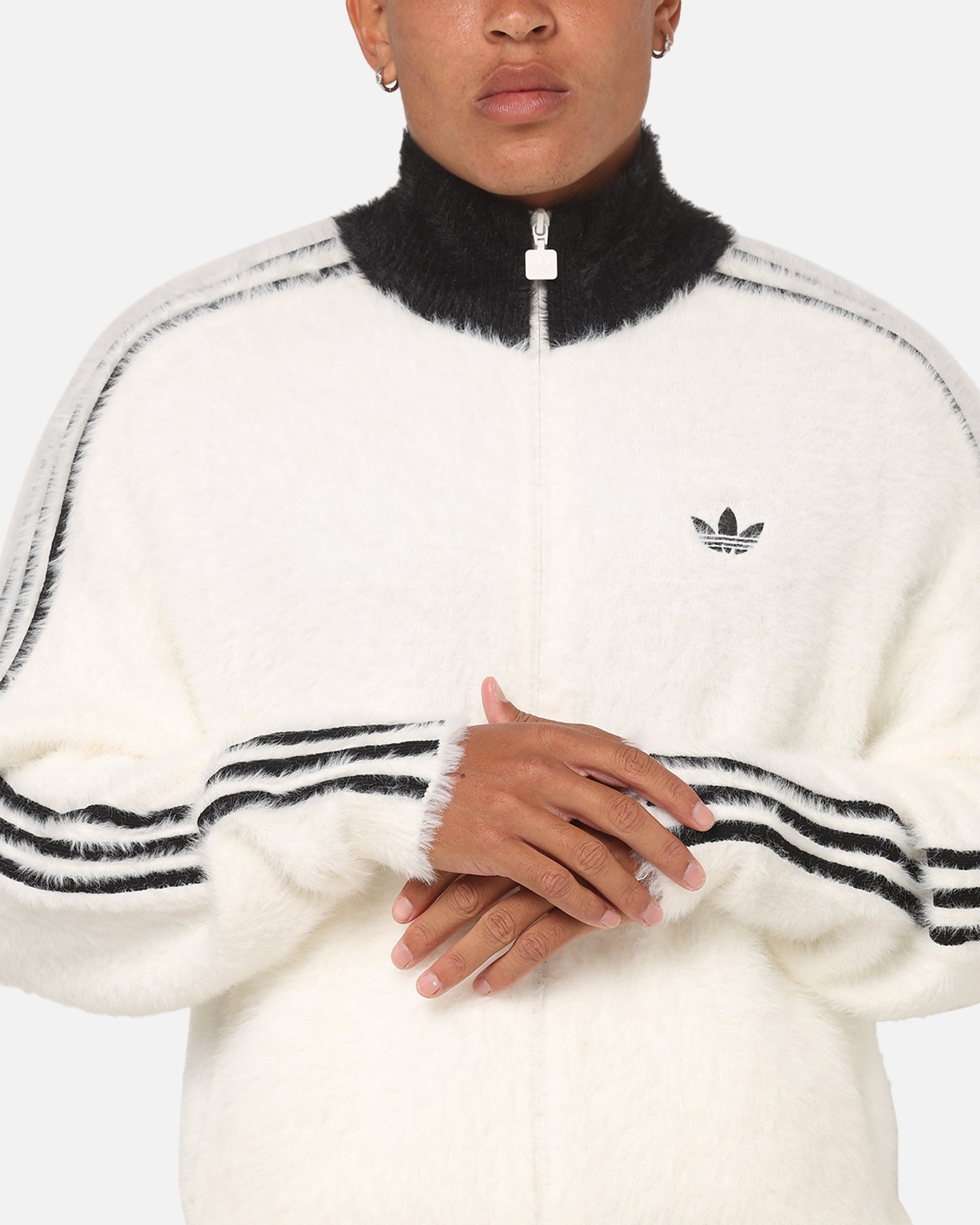 Adidas Faux Mohair Classic Track Top Off White/Black | Culture