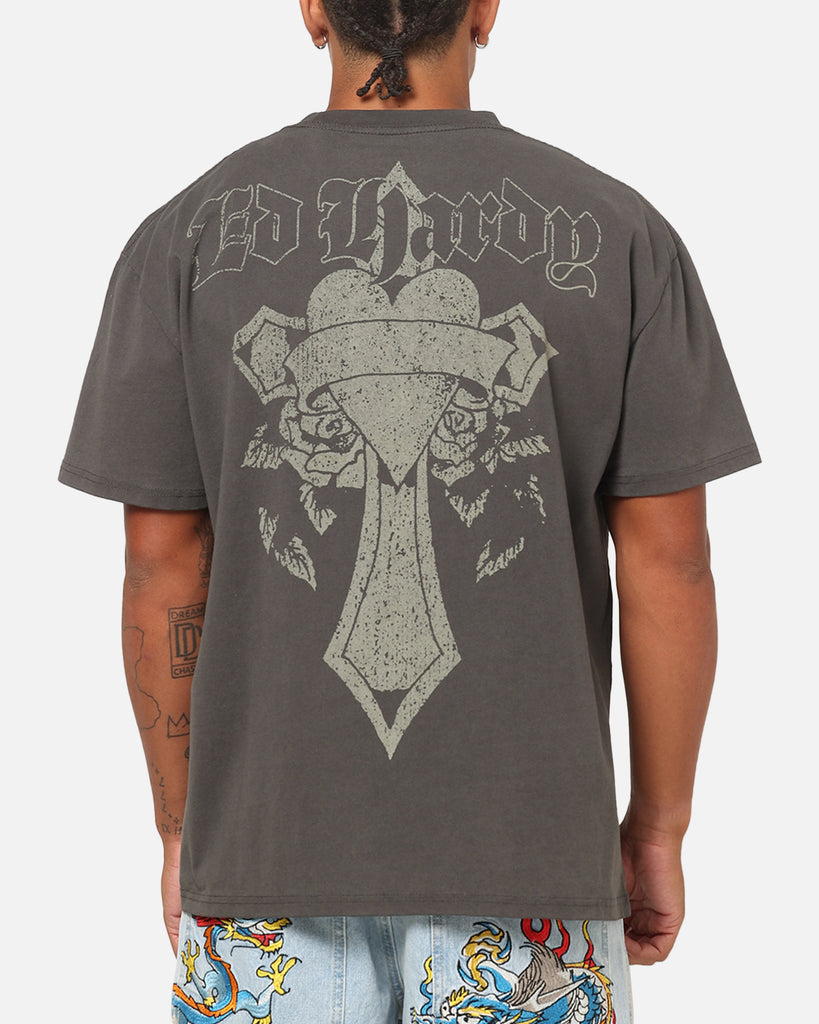 Ed Hardy Sacred Heart T-Shirt Black Wash | Culture Kings NZ