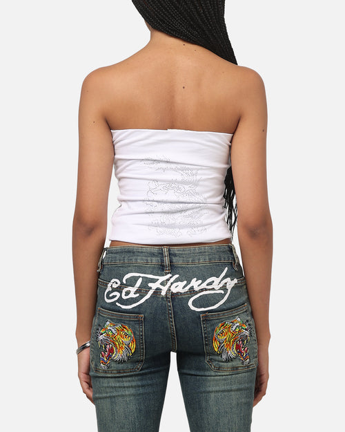 Ed Hardy Women's Dragon Boob Tube White
