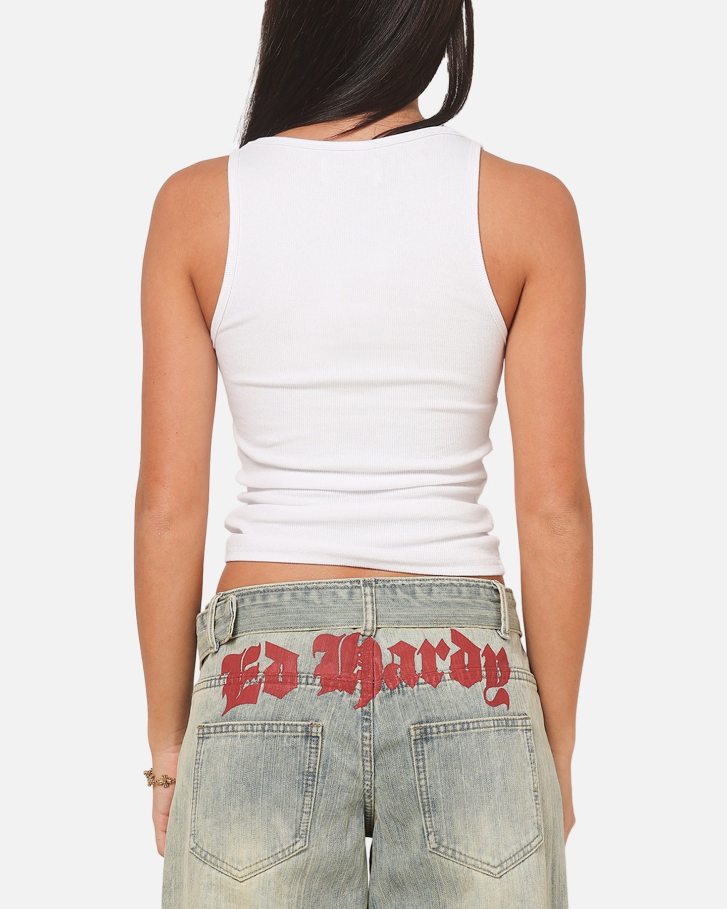 Ed Hardy Women's Rhinestone Logo Tank White | Culture Kings NZ