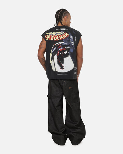 73Studio X Marvel Spotlight Muscle T-Shirt Black Acidwash