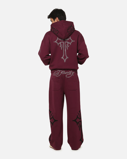 Ed Hardy Trinity Rhinestone Zip Hoodie Plum