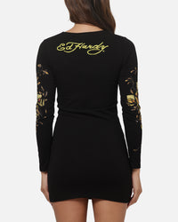 Ed Hardy Women's Divine Long Sleeve Dress Black