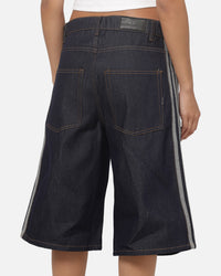 Adidas  Adicolor Jorts Mid-Rise Straight Leg Firebird Shorts Indigo Denim