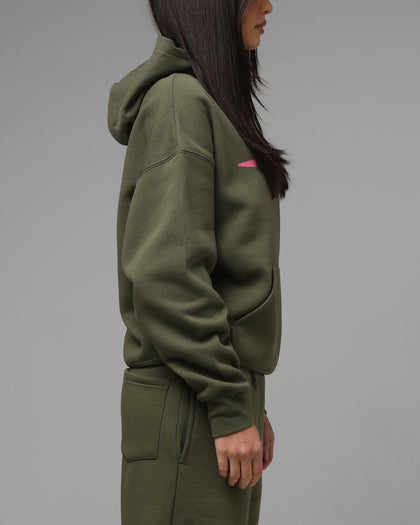 Loiter Hybrid Premium Hoodie Olive/Pink