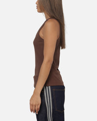 Majestic Athletic Women's Los Angeles Dodgers Rib Logo Tank Dark Chocolate