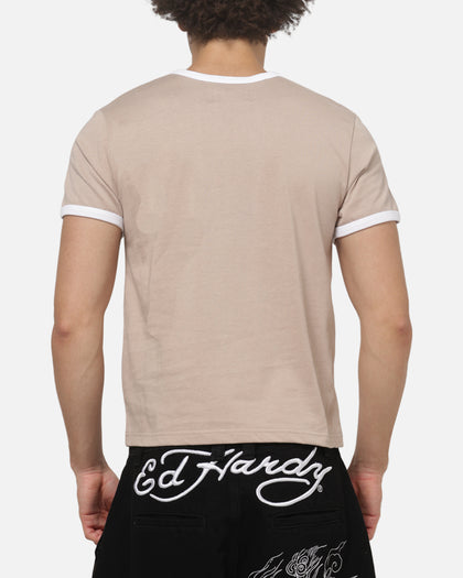 Ed Hardy Flame Skull Ringer T-Shirt Mushroom