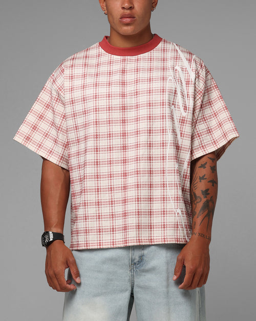 Loiter Script T-Shirt Pink Check