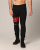 Saint Morta Sideline Distressed Jeans Black/Red Tartan