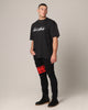 Saint Morta Sideline Distressed Jeans Black/Red Tartan