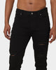 Carré Rugueux Distressed Skinny Jeans Black