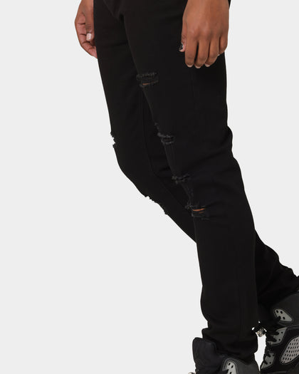 Carré Rugueux Distressed Skinny Jeans Black