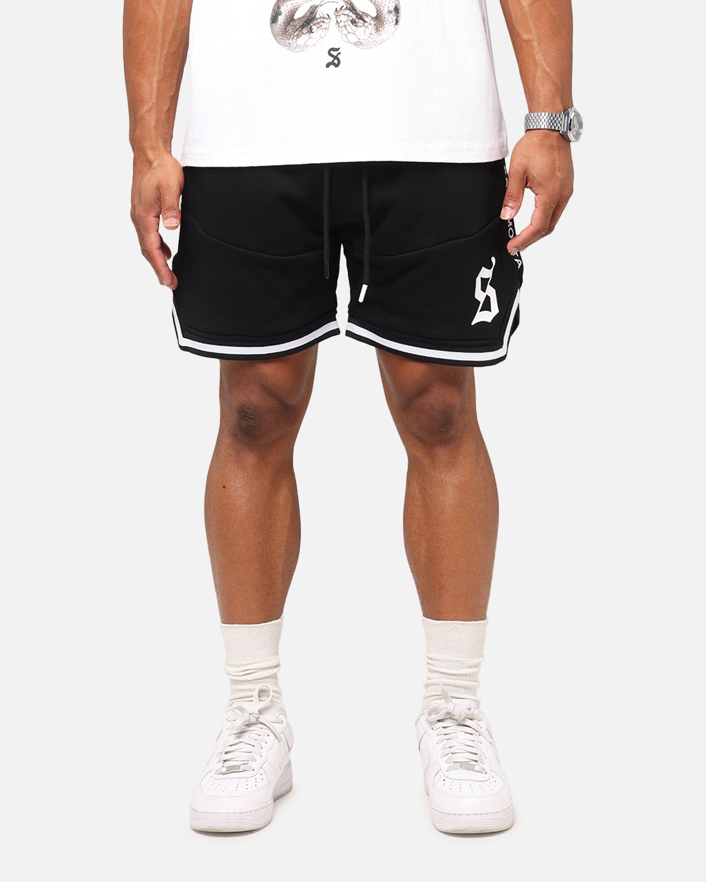 Saint Morta Icon X Fleece Shorts Black | Culture Kings NZ