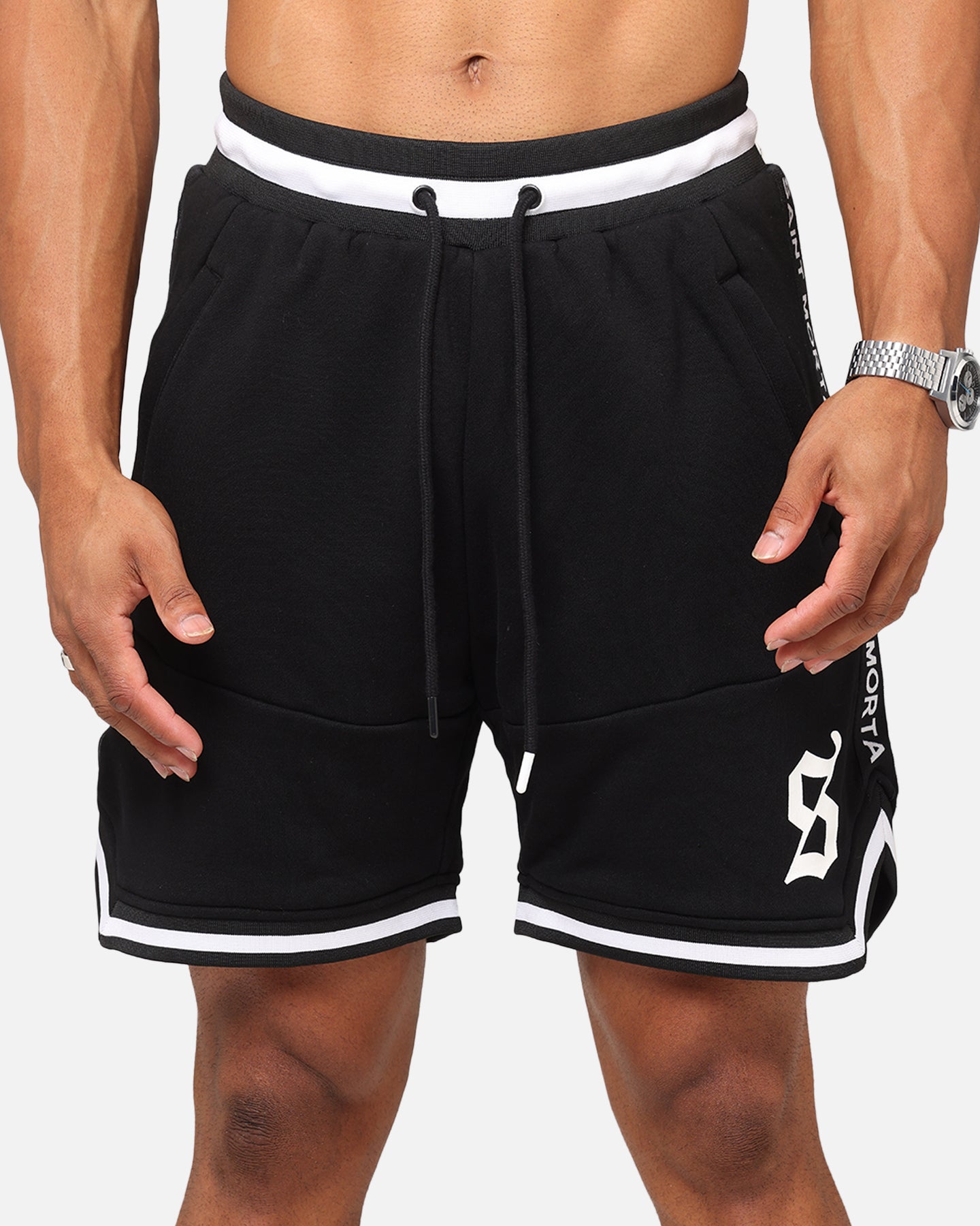 Saint Morta Icon X Fleece Shorts Black | Culture Kings NZ
