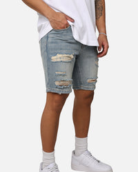 Saint Morta Destroyer Distressed Shorts Vintage Blue
