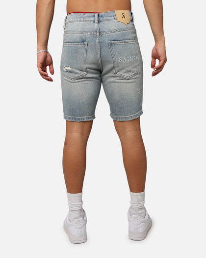 Saint Morta Destroyer Distressed Shorts Vintage Blue