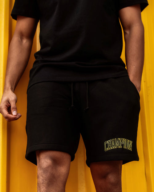 Champion Reverse Weave Varsity Shorts Black