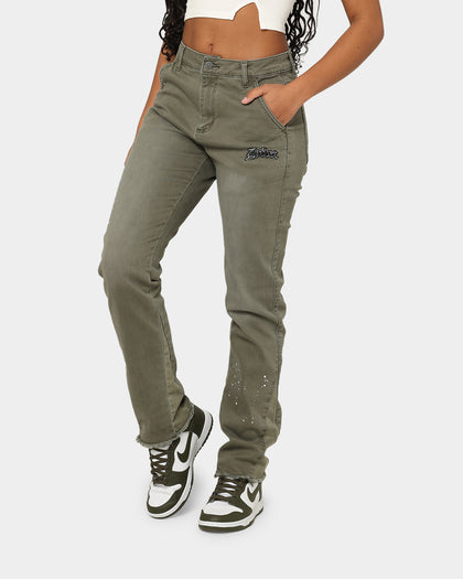 Loiter Demolition Flare Jeans Khaki
