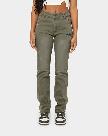 Loiter Demolition Flare Jeans Khaki