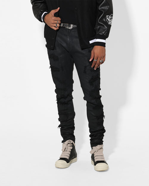 Saint Morta Furious Skinny Jeans Black Wax