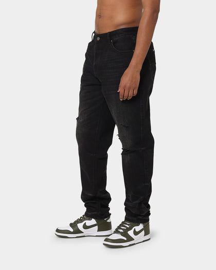 Carré Bouffant Distressed Jeans Washed Black