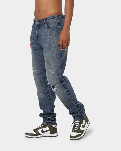 Carré Bouffant Distressed Jeans Vintage Blue