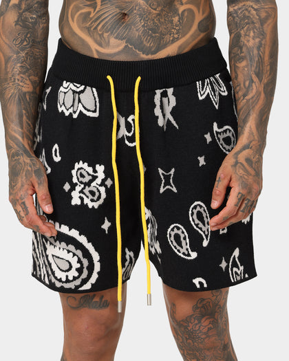 MNML Paisley Knit Shorts Black