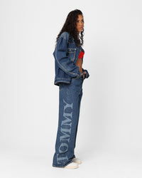 Tommy Jeans Women's Claire High Rise Wide Leg Logo Jeans Denim Medium 02