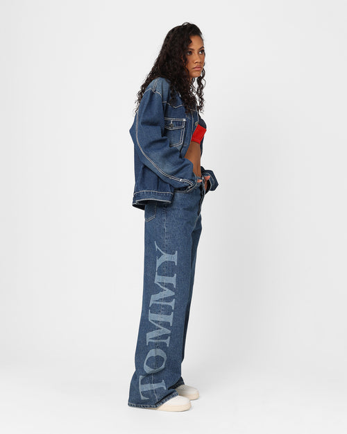 Tommy Jeans Women's Claire High Rise Wide Leg Logo Jeans Denim Medium 02