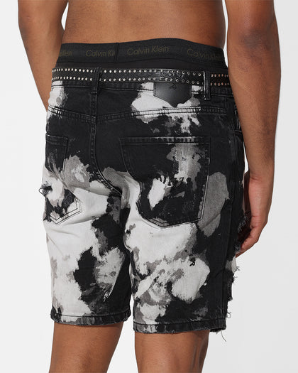 Saint Morta Splat Destroyer Denim Shorts Black/Grey