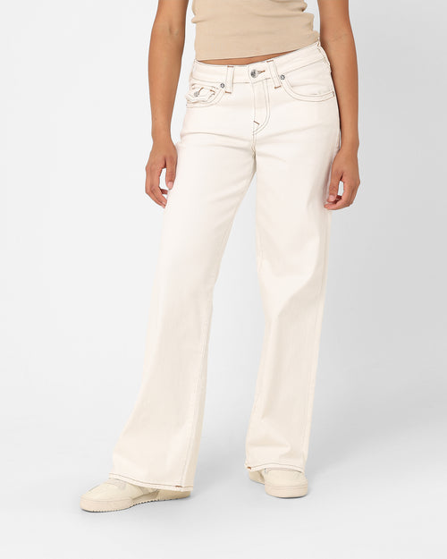 True Religion Women's Low Slung Baggy Jeans Ecru