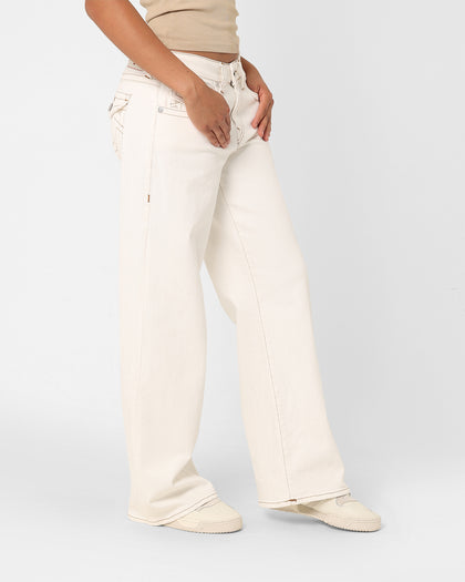 True Religion Women's Low Slung Baggy Jeans Ecru