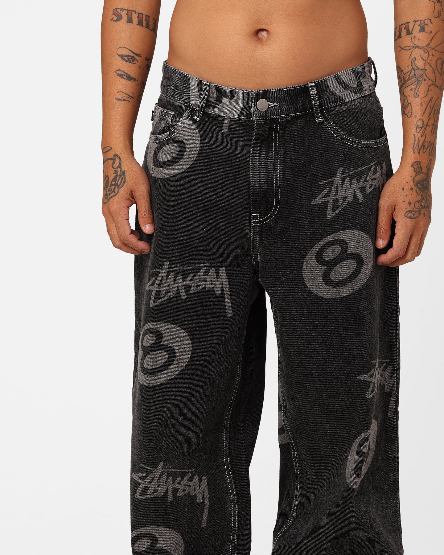 Stussy Stock 8 Ball Jeans Black Denim | Culture Kings NZ