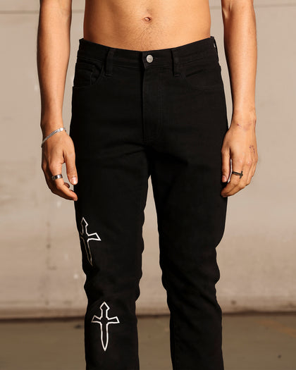 Saint Morta Daggers Skinny Jeans Black
