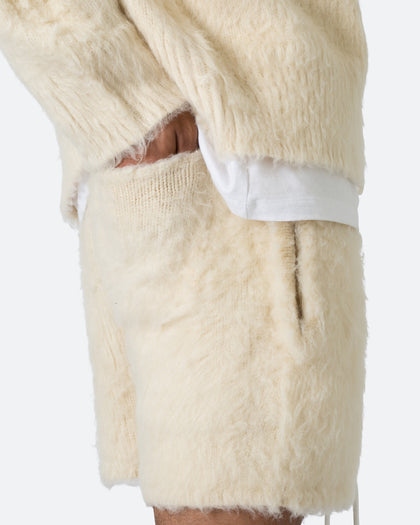 MNML Fuzzy Sweat Shorts Off White