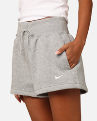 Nike Women's Sportswear Phoenix Fleece High Rise Shorts Dark Grey Heather