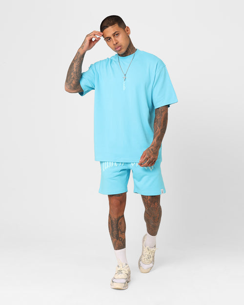 Fallen Breed Puff Logo Zip Sweat Shorts Aqua
