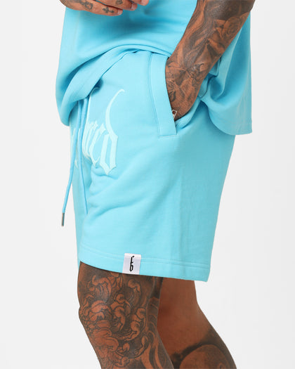 Fallen Breed Puff Logo Zip Sweat Shorts Aqua