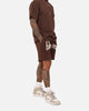 Fallen Breed Puff Logo Zip Sweat Shorts Brown/Off White