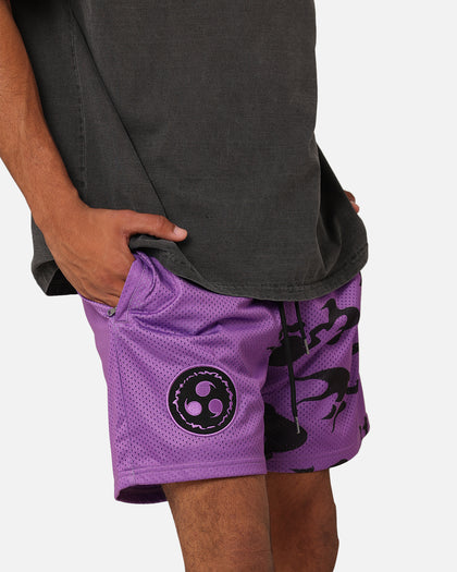 Goat Crew X Naruto Curse Mark Mesh Shorts Purple/Black