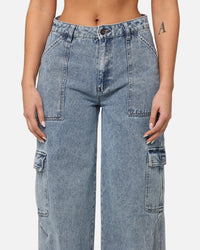 Dickies Women's Voss Aged Denim Jeans Stone Washed Indigo
