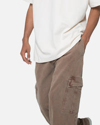 MNML Washed Relaxed Cargo Sweatpants Brown