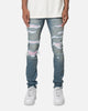 MNML X555 Crystal Skinny Denim Jeans Blue/Pink
