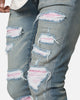 MNML X555 Crystal Skinny Denim Jeans Blue/Pink